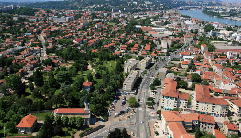 vue aérienne du centre ville